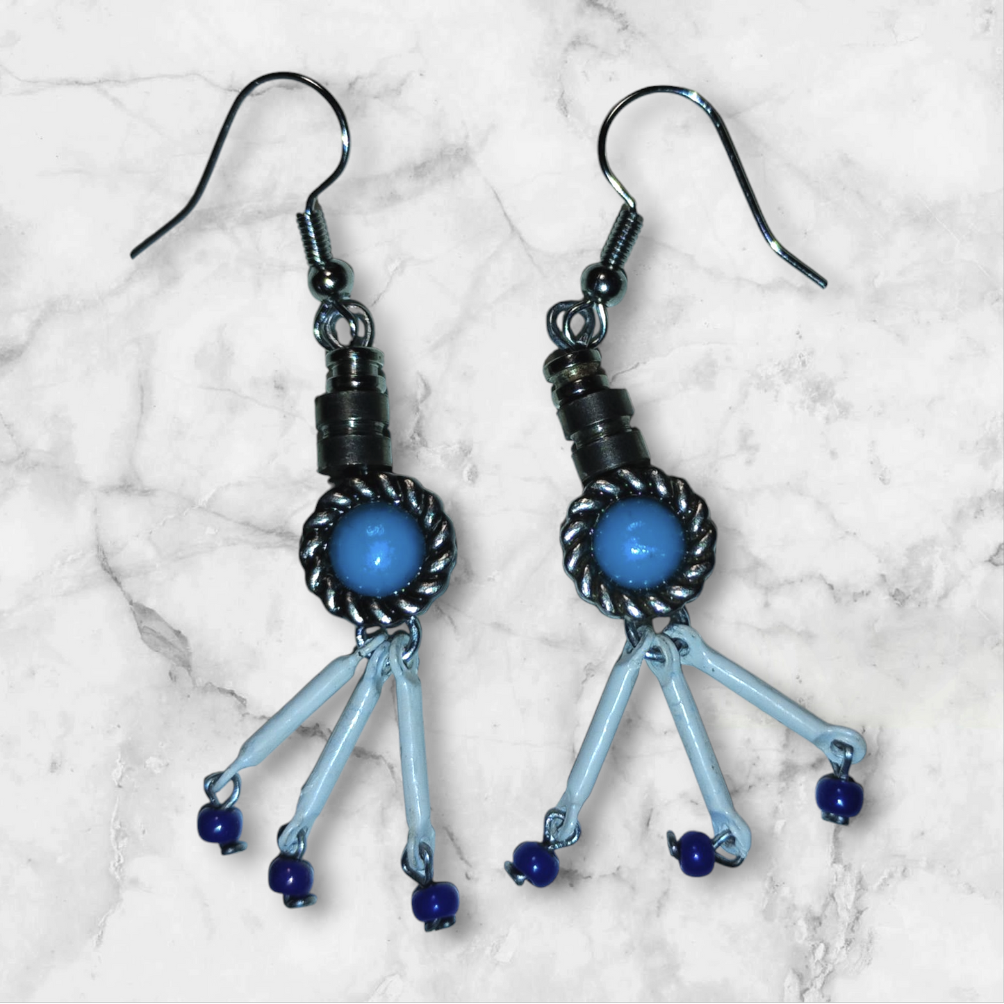Blue Belt Stud Series - Guitar String Bead Earrings